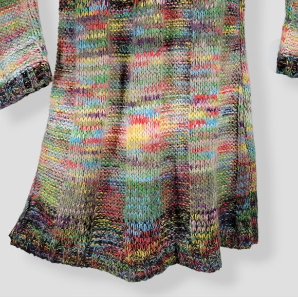 Y2K Vintage Open Knit Space-Dye Sweater Dress Rainbow, Black - Picture 4 of 15